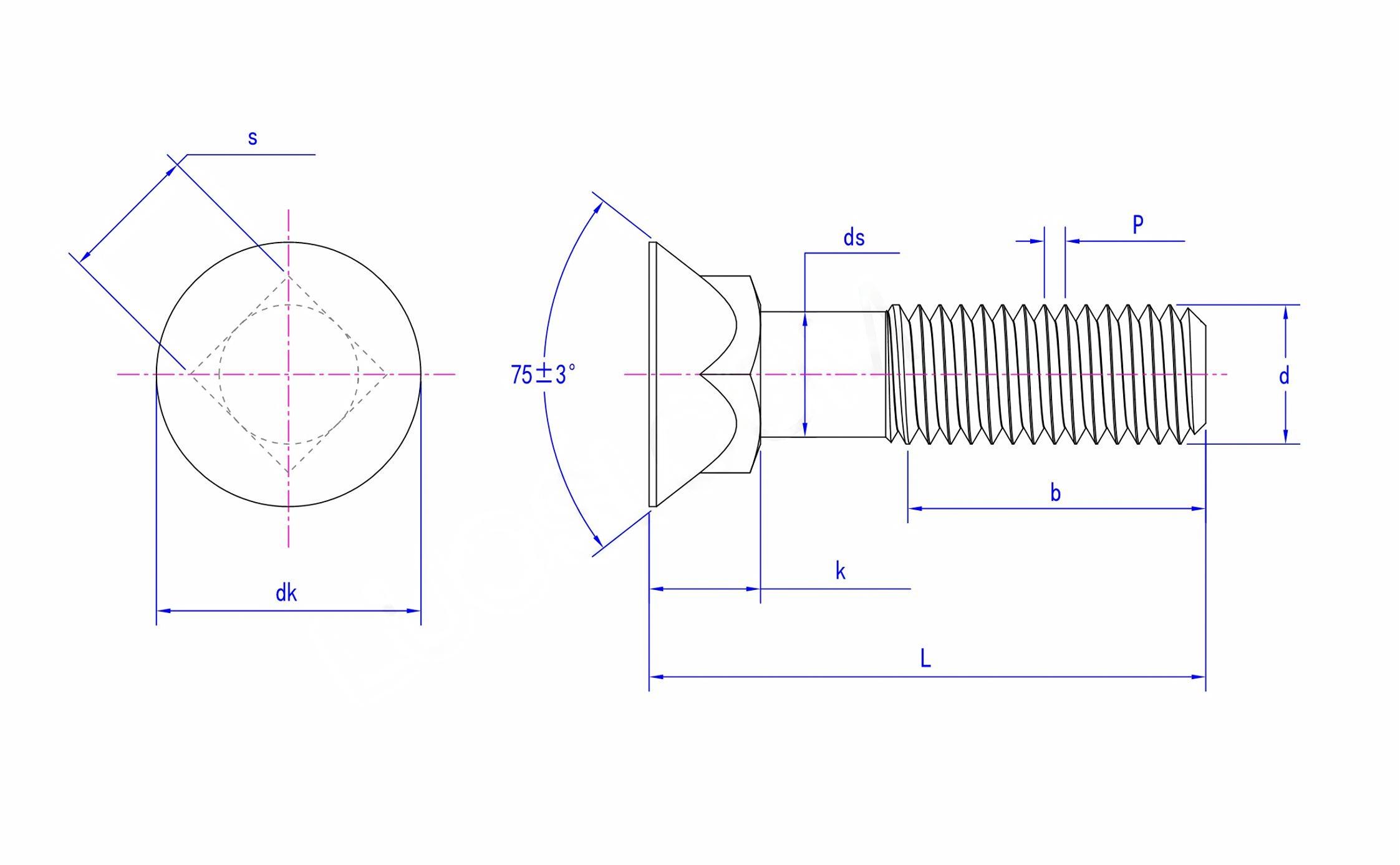 Nonferrous Metals GB/T 10-2013 Flat countersunk head square neck bolts