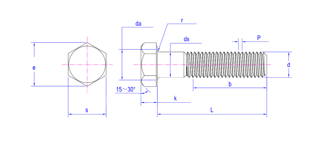 Stainless Steel ASME/ANSI B18.2.3.3M-2014 Metric heavy hex screws