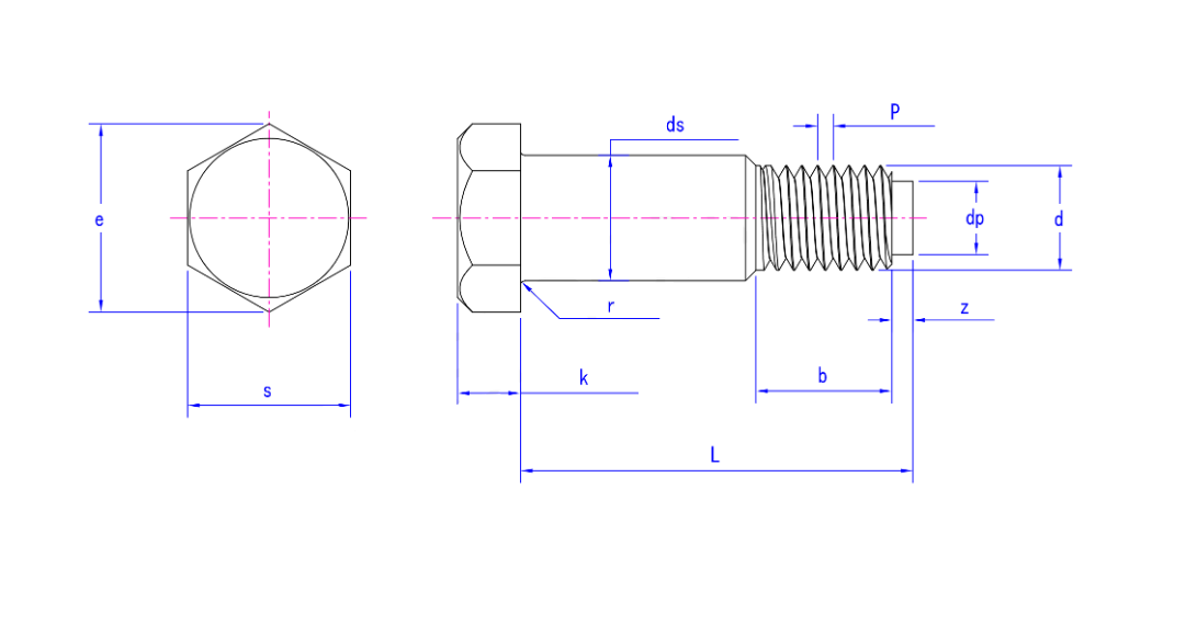 Stainless Steel GB/T 27-2013 Hexagon head reinforcing rod bolt