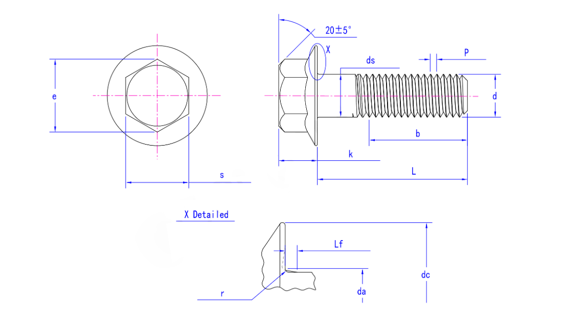 Stainless Steel ISO 15071-1999 Hexagon bolts with flange-Small series with Types F
