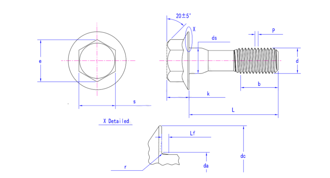 Stainless Steel DIN 6922-1983 Hexagon flange bolts with reduced shank - standard design