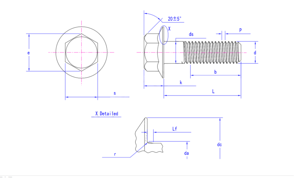 Nonferrous Metals EN 14219-2007 Hexagon flange thick rod bolt with fine thread small series(Type F)