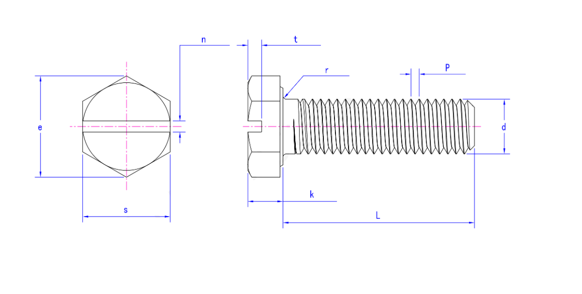 Stainless Steel GB 29-1976 Slotted hexagon bolts