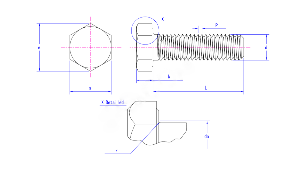 Stainless Steel DIN 558-1987 Full thread hexagon head bolt