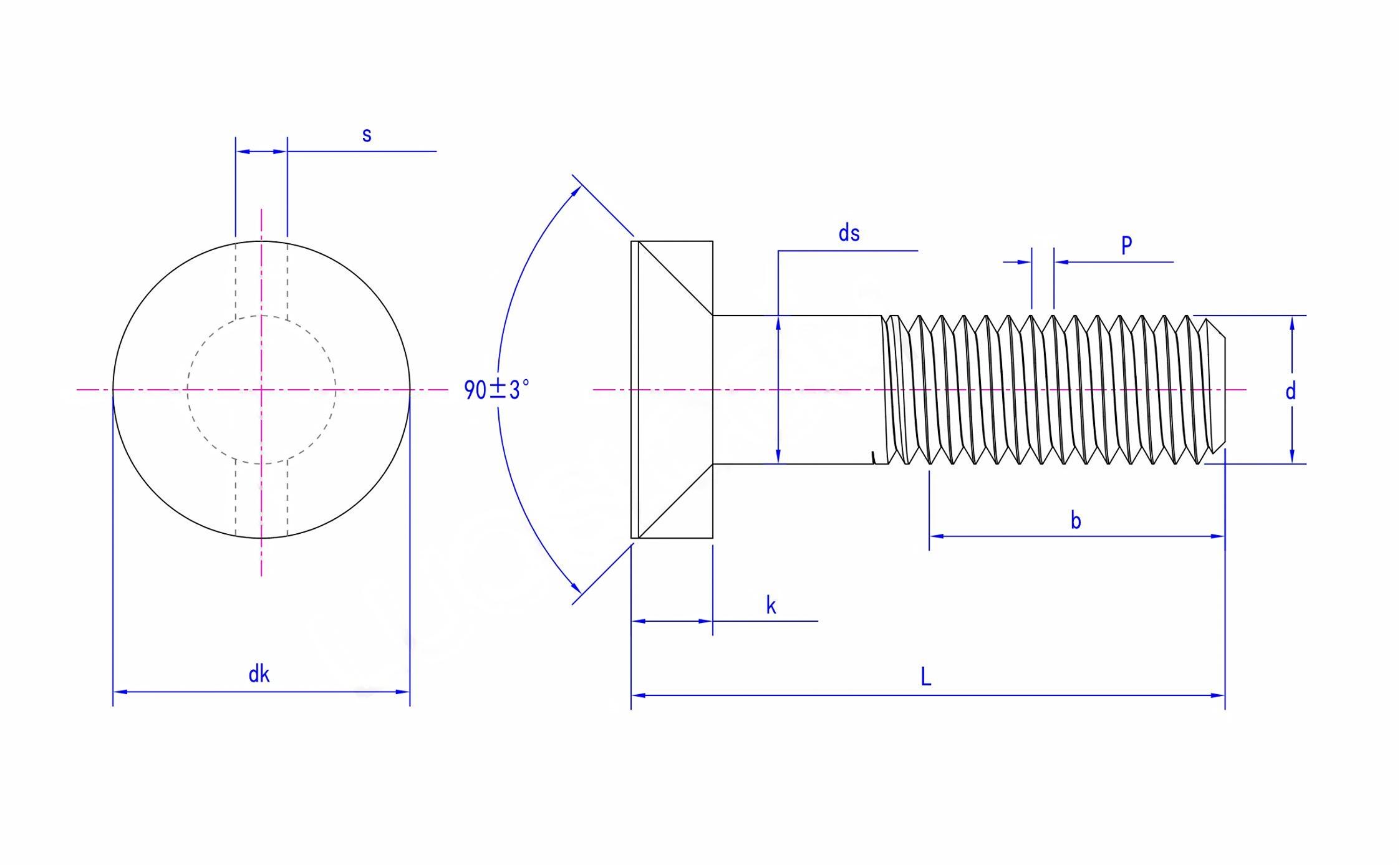 Nonferrous Metals GB/T 800-2020 Countersunk head bolts with double nibs