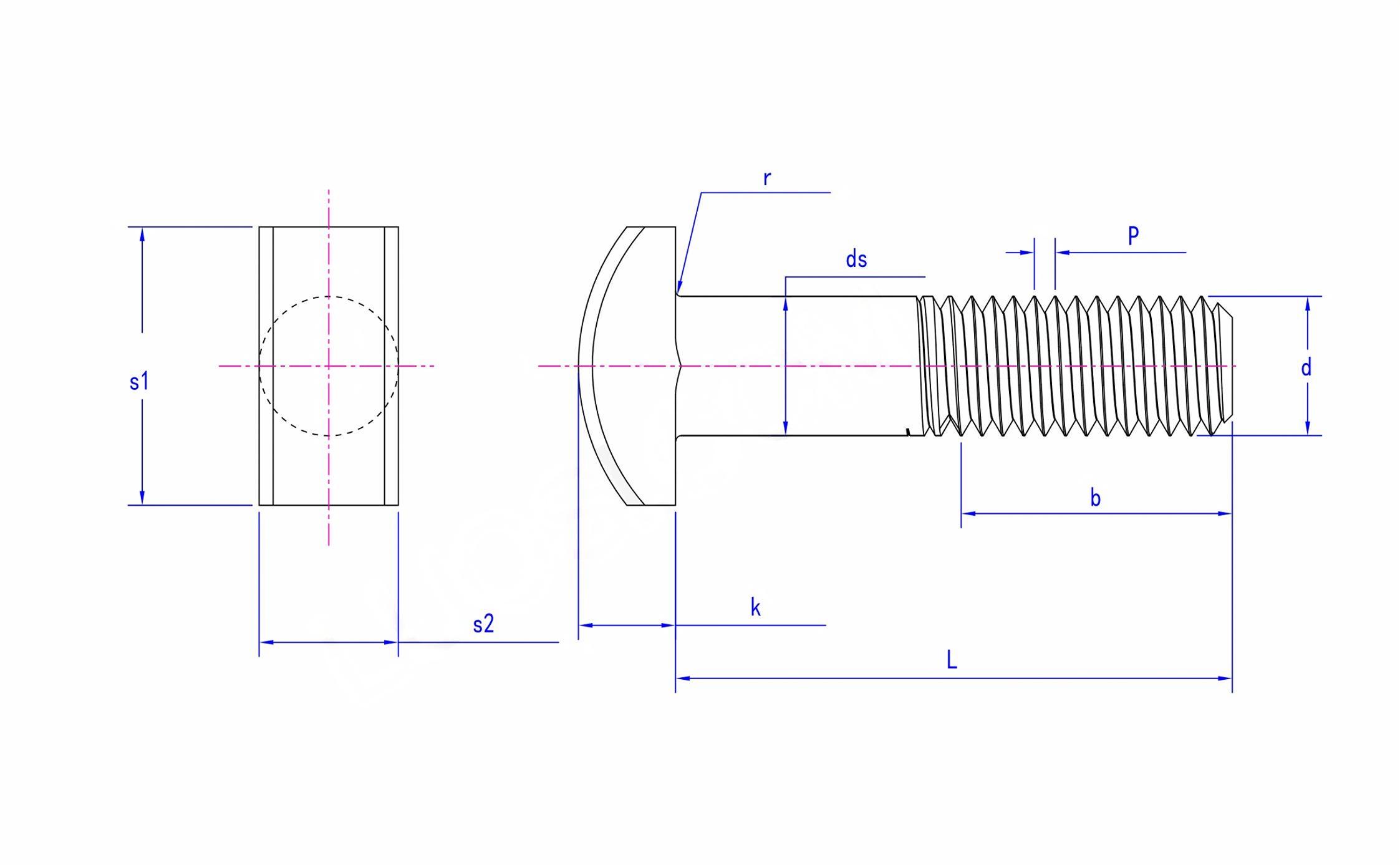 Stainless Steel ASME/ANSI B18.5-10-2012 T-Head Bolts